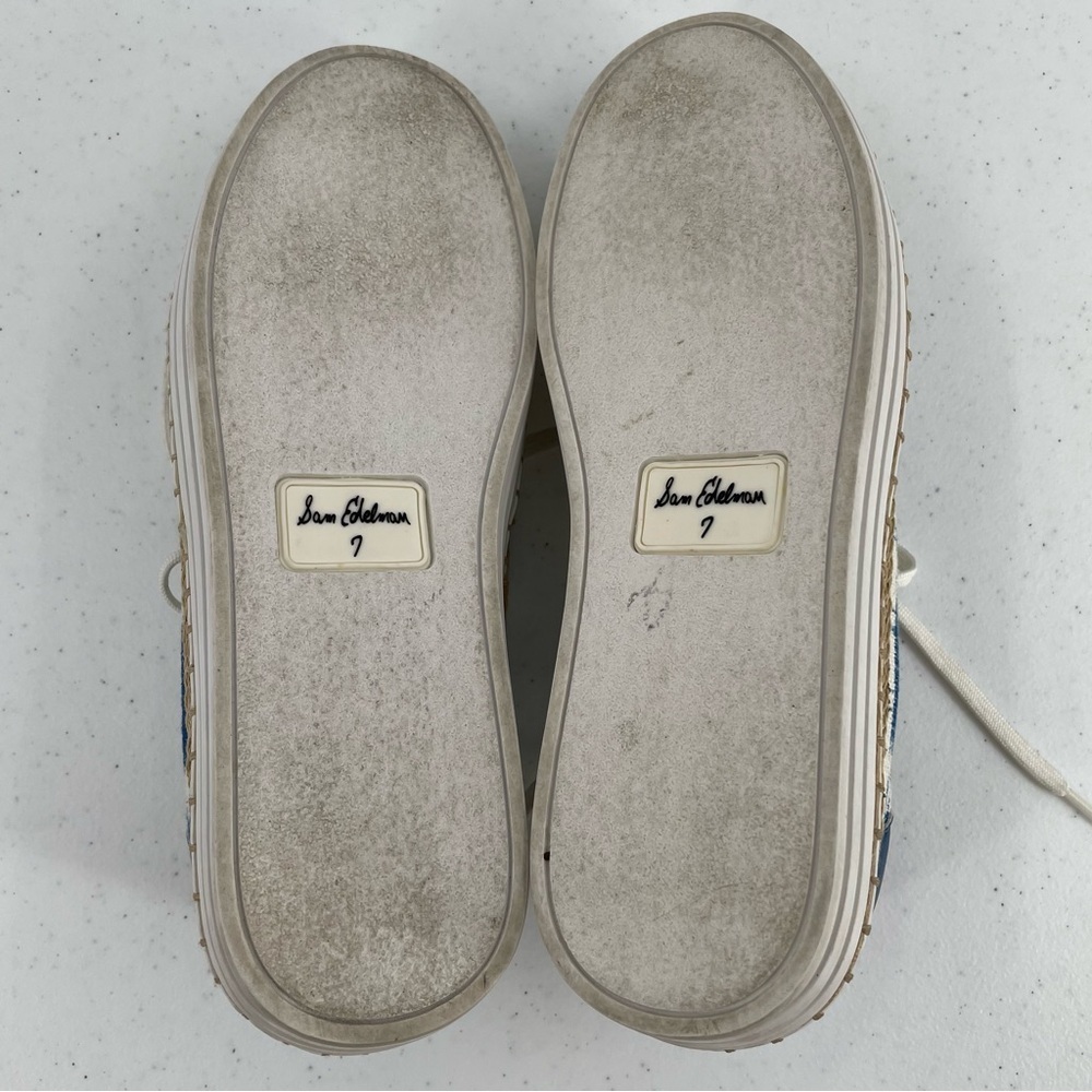 Sam Edelman Kavi Tie Dyed Espadrille Blue Cream Jute Twine Low Rise Sneakers - Picture 7 of 9